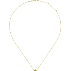 Gabriel & Co. 14K Yellow Gold Round Citrine and Diamond Halo Pendant Necklace