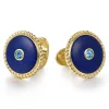 Discount Gabriel & Co. 14K Yellow Gold Round Cufflinks with Swiss Blue Topaz and Lapis