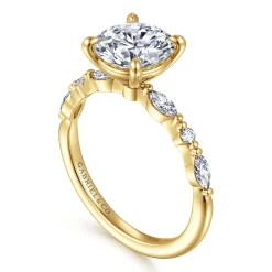 Gabriel & Co. 14K Yellow Gold Round Diamond Engagement Ring
