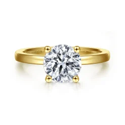 Clearance Gabriel & Co. 14K Yellow Gold Round Diamond Engagement Ring