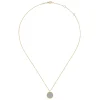 Hot Gabriel & Co. 14K Yellow Gold Round Diamond Pave Pendant Necklace with Bujukan Bead Frame
