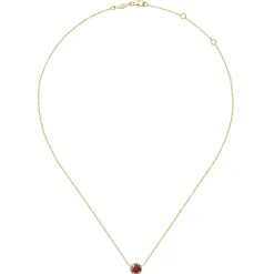 Best Gabriel & Co. 14K Yellow Gold Round Garnet and Diamond Halo Pendant Necklace