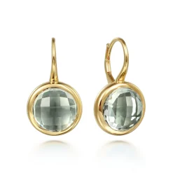 Online Gabriel & Co. 14K Yellow Gold Round Green Amethyst Earrings With Flower Pattern J-Back