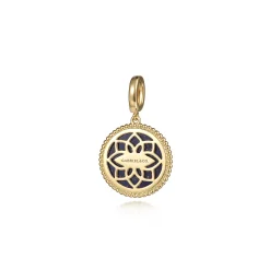 Online Gabriel & Co. 14K Yellow Gold Round Lapis Inlay Pendant With Detachable Bail