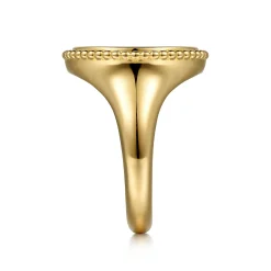 Outlet Gabriel & Co. 14K Yellow Gold Round Malachite Inlay Signet Ring