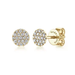 Outlet Gabriel & Co. 14K Yellow Gold Round Pave Diamond Stud Earrings