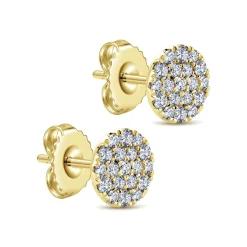 Outlet Gabriel & Co. 14K Yellow Gold Round Pave Diamond Stud Earrings