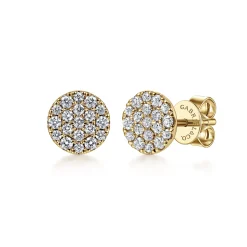Outlet Gabriel & Co. 14K Yellow Gold Round Pave Diamond Stud Earrings