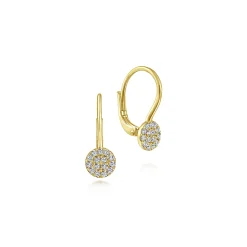 Hot Gabriel & Co. 14K Yellow Gold Round Pave Diamond Drop Earrings