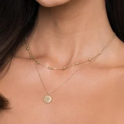 Outlet Gabriel & Co. 14K Yellow Gold Round Pendant Necklace with Bujukan Bead Frame