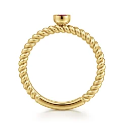 New Gabriel & Co. 14K Yellow Gold Round Ruby Ring with Twisted Rope Shank