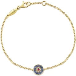 Hot Gabriel & Co. 14K Yellow Gold Round Sapphire Diamond and Ruby Evil Eye Bracelet