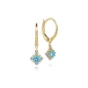 Discount Gabriel & Co. 14K Yellow Gold Round Swiss Blue Topaz and Diamond Drop Earrings