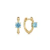 New Gabriel & Co. 14K Yellow Gold Round Swiss Blue Topaz Bujukan Huggies