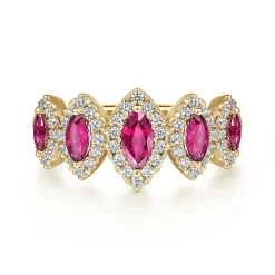 Online Gabriel & Co. 14K Yellow Gold Ruby and Diamond Halo Marquise Ladies Ring