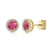 Outlet Gabriel & Co. 14K Yellow Gold Ruby Dia Halo Stud Earrings
