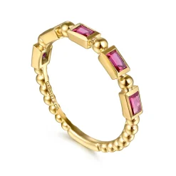Sale Gabriel & Co. 14K Yellow Gold Ruby Geometric Stackable Ring