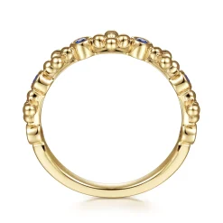 Best Gabriel & Co. 14K Yellow Gold Sapphire and Bujukan Bead Station Ring