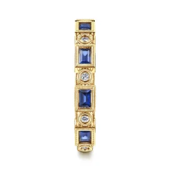 Outlet Gabriel & Co. 14K Yellow Gold Sapphire Baguette and Diamond Round Stackable Ring