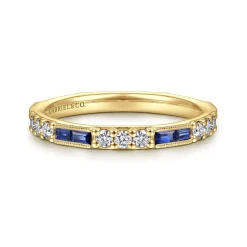 Online Gabriel & Co. 14K Yellow Gold Sapphire Baguette and Diamond Stackable Ring