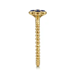 Gabriel & Co. 14K Yellow Gold Sapphire Cluster Clover and Bujukan Bead Stackable Ring