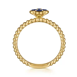 Gabriel & Co. 14K Yellow Gold Sapphire Cluster Clover and Bujukan Bead Stackable Ring