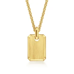 Gabriel & Co. 14K Yellow Gold Satin Finish Dog Tag Pendant