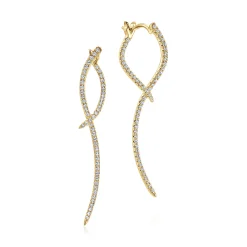 Clearance Gabriel & Co. 14K Yellow Gold Sculptural Diamond Drop Earrings