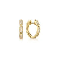 Hot Gabriel & Co. 14K Yellow Gold Segmented 10mm Diamond Huggies