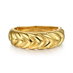 New Gabriel & Co. 14K Yellow Gold Shrimp Bold Stackable Cigar Band