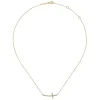 New Gabriel & Co. 14K Yellow Gold Sideways Curved Diamond Cross Necklace