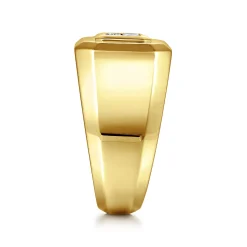 Gabriel & Co. 14K Yellow Gold Signet Ring with Princess Cut Diamonds