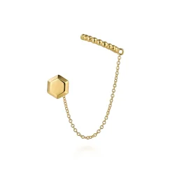 Gabriel & Co. 14K Yellow Gold Single Stud With Chain Drop And Cuff Earring