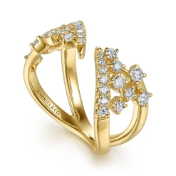 Clearance Gabriel & Co. 14K Yellow Gold Spike Diamond And Waterfall Bypass Ring