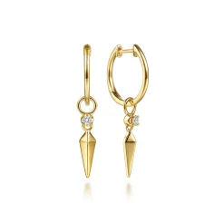Outlet Gabriel & Co. 14K Yellow Gold Spike Diamond Huggie Drop Earrings