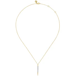Gabriel & Co. 14K Yellow Gold Spike Graduating Diamond Vertical Spike Bar Necklace