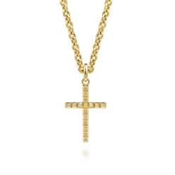 Outlet Gabriel & Co. 14K Yellow Gold Square Station Mini Cross Pendant