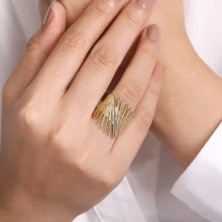 Clearance Gabriel & Co. 14K Yellow Gold Stacked Bar Cage Ring