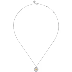 Discount Gabriel & Co. 14K Yellow Gold 925 Sterling Silver Bujukan Heart Medallion Pendant Necklace
