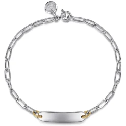 Outlet Gabriel & Co. 14K Yellow Gold 925 Sterling Silver Bujukan Personalize Bar Link Chain Bracelet