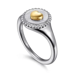 Outlet Gabriel & Co. 14K Yellow Gold 925 Sterling Silver Bujukan Heart Medallion Ladies Ring