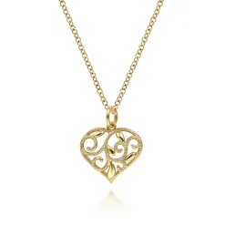 Discount Gabriel & Co. 14K Yellow Gold Swirling Heart Pendant Necklace