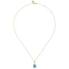 Sale Gabriel & Co. 14K Yellow Gold Teardrop Blue Topaz with Diamond Halo Necklace