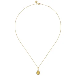 Clearance Gabriel & Co. 14K Yellow Gold Teardrop Citrine with Diamond Halo Necklace