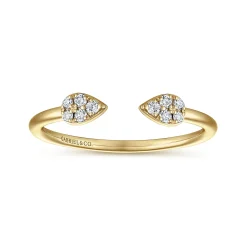Gabriel & Co. 14K Yellow Gold Teardrop Pave Diamond Split Ring