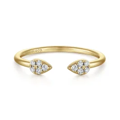 Gabriel & Co. 14K Yellow Gold Teardrop Pave Diamond Split Ring