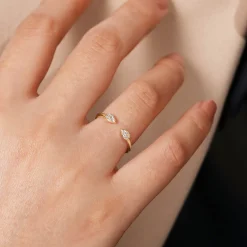 Gabriel & Co. 14K Yellow Gold Teardrop Pave Diamond Split Ring