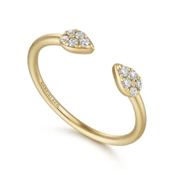 Gabriel & Co. 14K Yellow Gold Teardrop Pave Diamond Split Ring