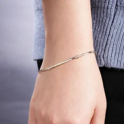 New Gabriel & Co. 14K Yellow Gold Tennis Bracelet with Bezel Set Diamond Stations