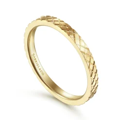 Online Gabriel & Co. 14K Yellow Gold Textured Checkered Stackable Ring